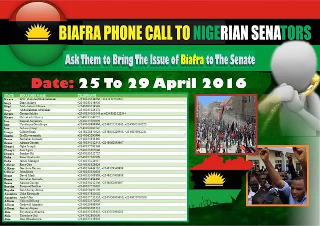 IPOB urges Nigerians to start telephone war against senators